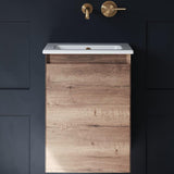 Saneux Cloakroom Vanity Unit English Oak / 0 Hole Saneux Uni 400mm Wall Mounted One Door Vanity Unit with Basin