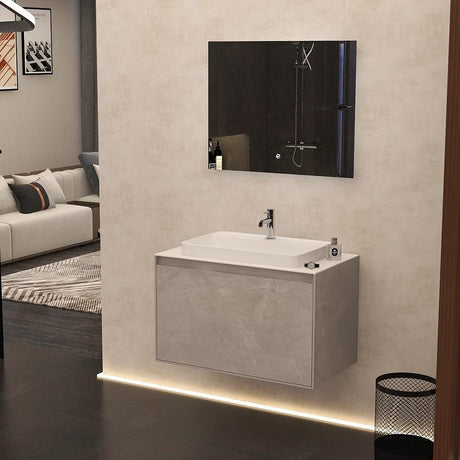 Imex Wall Mounted Vanity Unit Slate / White Marble / White Imex Arco Wall Hung 800mm Single Drawer Vanity Unit with Worktop and Inset Basin