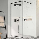 Merlyn Wetroom Panel 900mm with T-Piece Bracket Merlyn 8mm Framed Wet Room Panel in Black