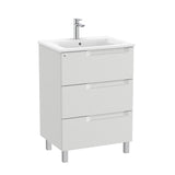 Roca Wall Mounted Vanity Unit Pebble Grey Roca Aleyda 600mm Floor Standing Three Drawer Vanity Unit with Basin