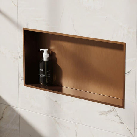Crosswater Shower Niche Brushed Bronze Crosswater Rectangular Shower Niche - 610 x 305 x 80mm for Stud Walls