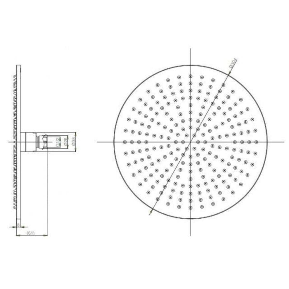 Crosswater Fixed Shower Head Crosswater MPRO 300mm Round Fixed Shower Head