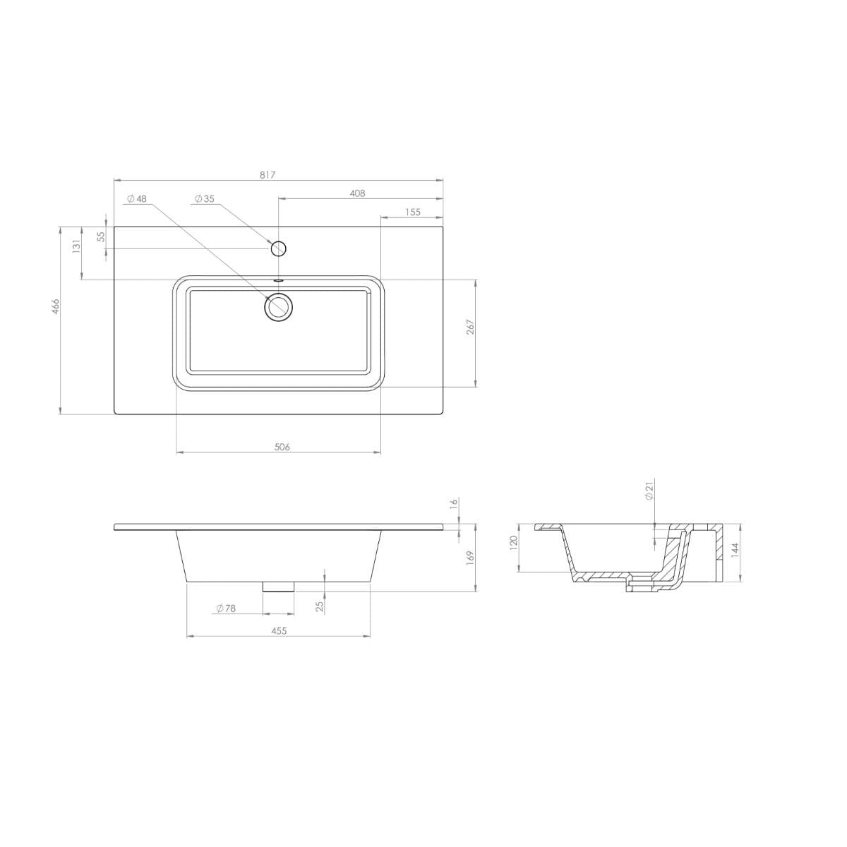 Saneux Wall Mounted Vanity Unit Saneux Monument 800mm Wall Mounted Two Drawer Vanity Unit in Portland Oak with Basin or Worktop