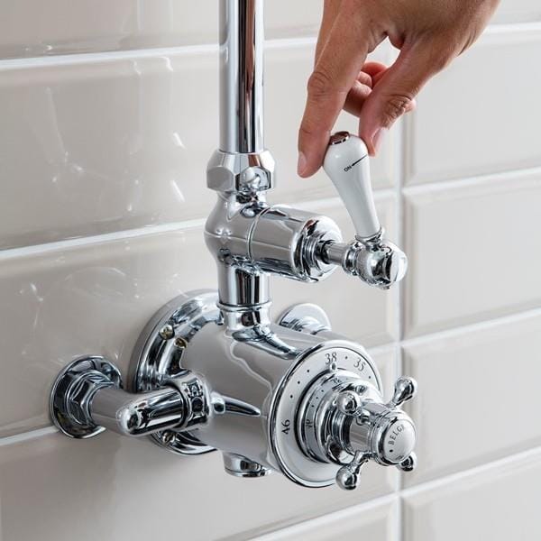 Crosswater Exposed Shower Set Crosswater Belgravia Thermostatic Shower Kit with Exposed Valve and Fixed Shower Head in Chrome