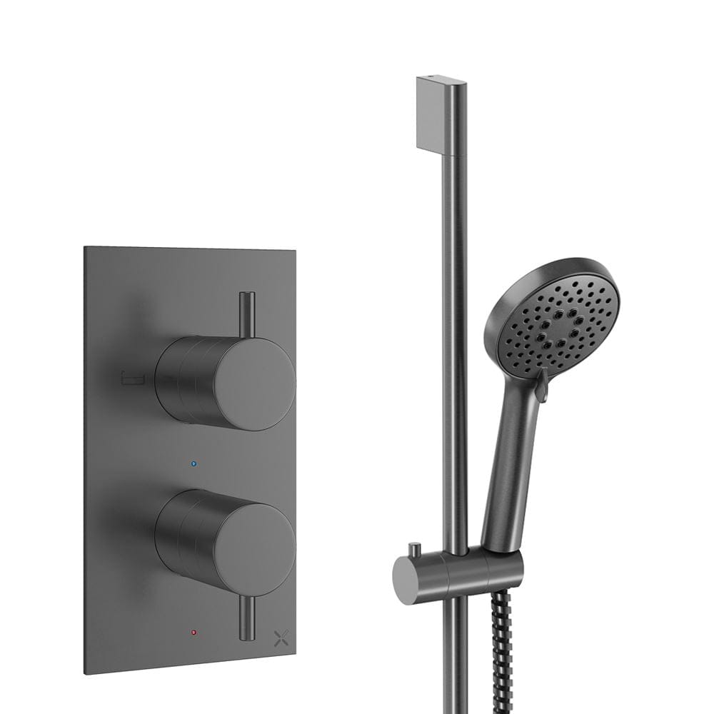 Crosswater Concealed Shower Set Slate Crosswater Design 2 Handle 1 Outlet Shower Set 2 with Slide Rail