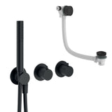UK Bathroom Store Concealed Shower Set Matt Black Crosswater Module Shower Set 5 with Pencil Handset and Overflow Bath Filler
