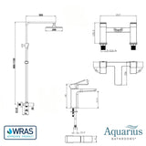 Aquarius Bathrooms Exposed Shower Set Aquarius Hydro Complete Shower Brassware Pack with Basin Mixer, Bath Mixer & Round Exposed Shower