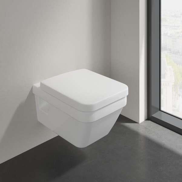 Villeroy & Boch Wall Hung Toilet Villeroy & Boch Architectura Square Wall Hung Rimless DirectFlush Toilet with Soft Close Seat