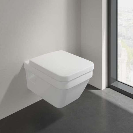 Villeroy & Boch Wall Hung Toilet Villeroy & Boch Architectura Square Wall Hung Rimless DirectFlush Toilet with Soft Close Seat