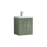Aquarius Wall Mounted Vanity Unit Aquarius Brisbane 500mm Wall Hung 2 Door Vanity Unit with 1 Tap Hole Mid Edge Basin