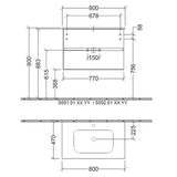 Villeroy & Boch Wall Mounted Vanity Unit Villeroy & Boch Arto Wall Mounted 800mm Two Drawer Vanity Unit with Basin