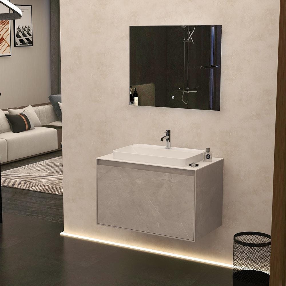 Imex Wall Mounted Vanity Unit Imex Arco Wall Hung 800mm Single Drawer Vanity Unit with Worktop and Inset Basin