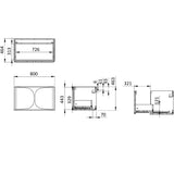Crosswater Wall Mounted Vanity Unit Crosswater Tambour 800mm Wall Mounted One Drawer Vanity Unit with Basin or Worktop