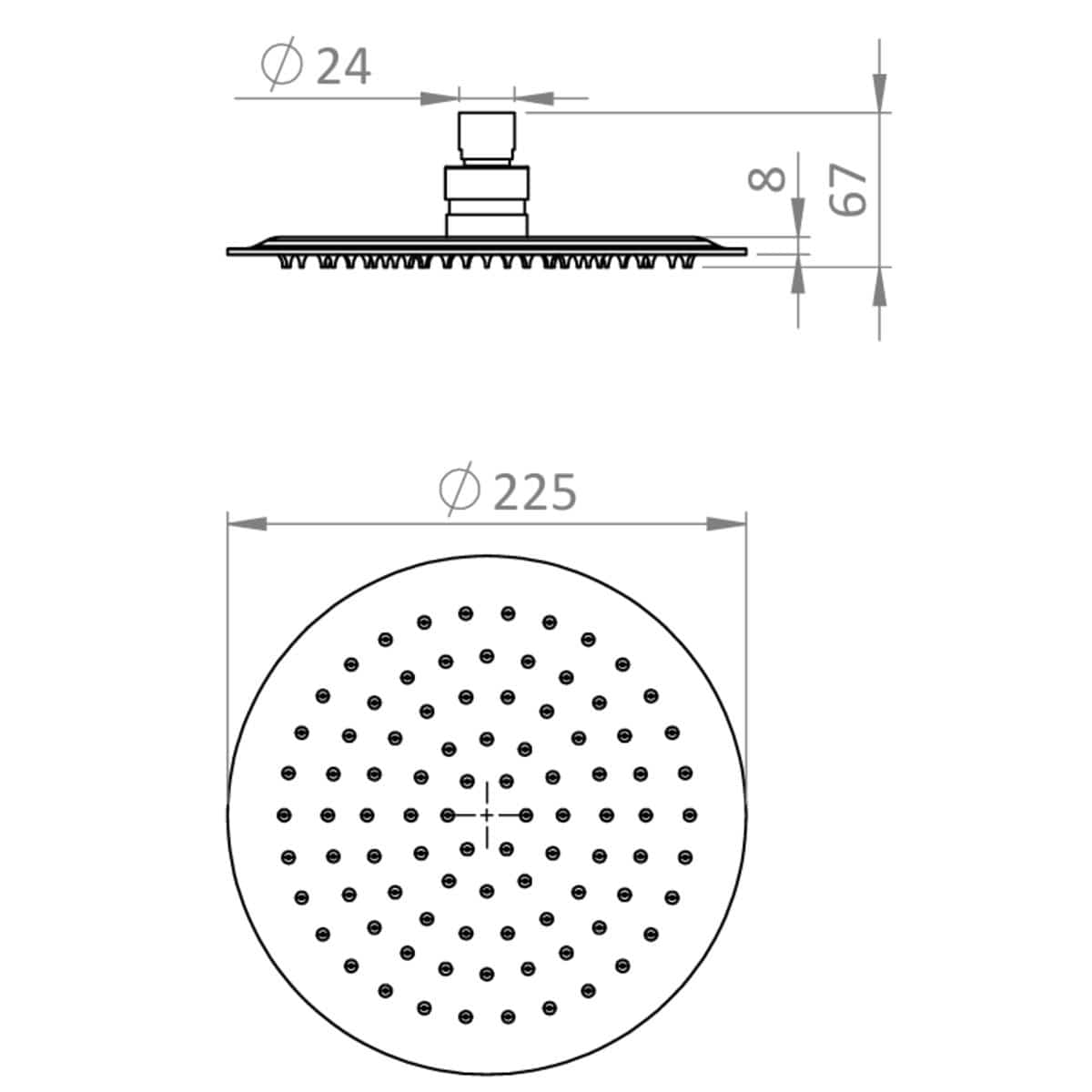 Crosswater Fixed Shower Head Crosswater Dial 225mm Round Fixed Shower Head in Chrome