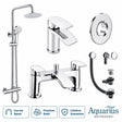 Aquarius Bathrooms Exposed Shower Set Chrome Aquarius Arc Complete Brassware Pack with Bath and Basin Tap and Exposed Shower