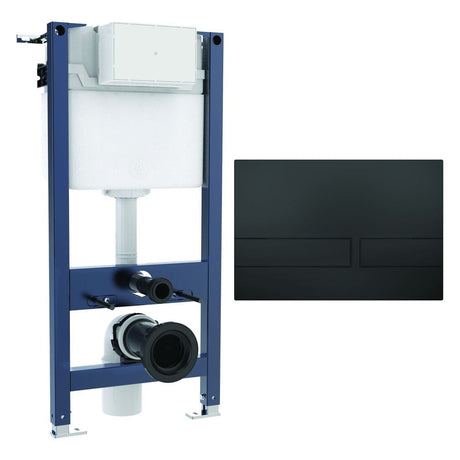 Crosswater Wall Hung WC Frame Venue Plate in Matt Black Crosswater 0.98m Dual Flush WC Support Frame Set with Flush Plate