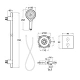 Roca Concealed Shower Set Roca T-500 Square Thermostatic Concealed Shower Valve with Shower Handset and Slide Rail Set