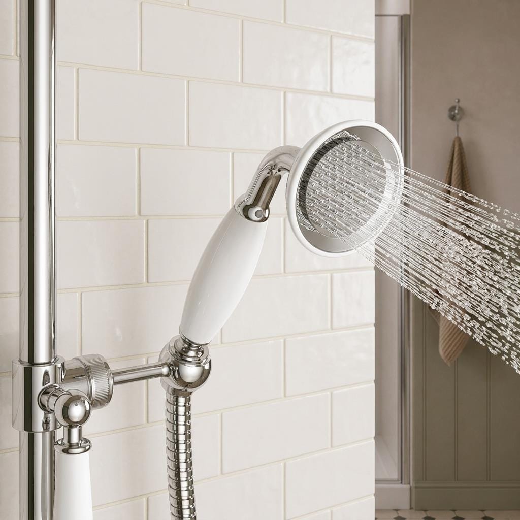 Aquarius Bathrooms Exposed Shower Set Aquarius Clarence Traditional Fixed Head Exposed Shower with Rigid Riser and Handset in Chrome