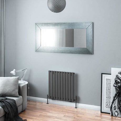 Eastbrook Panel Radiator 600 x 589mm Eastbrook Tunstall Straight Horizontal Designer Radiator in Matt Anthracite