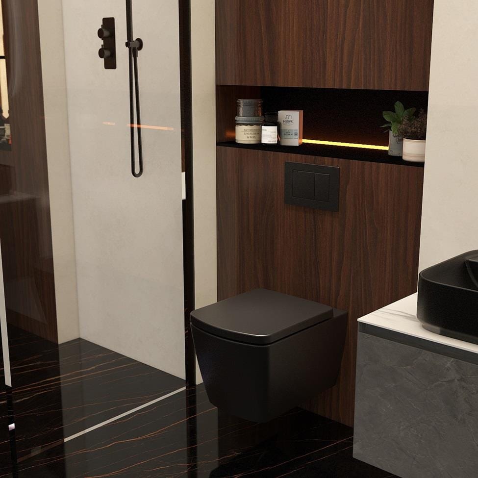 Aquarius Wall Hung Toilet Black Aquarius JF-Series Wall Hung Toilet with Soft Close Seat