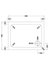 Aquarius Bathrooms Rectangle Shower Tray 900x700mm Aquarius Urbano Rectangular 45mm Stone Resin Shower Tray in White