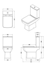 Aquarius Bathrooms Close Coupled Toilet Aquarius Paragon Rimless Close Coupled Square Open Back Toilet with Soft Close Quick Release Seat