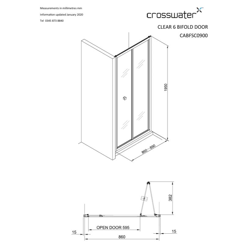 Crosswater Bi-Fold Shower Door Crosswater Clear 6 Bifold Shower Door