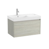 Roca Wall Mounted Vanity Unit White Oak / Left Hand Roca Ona 800mm Wall Mounted One Drawer Vanity Unit with Basin