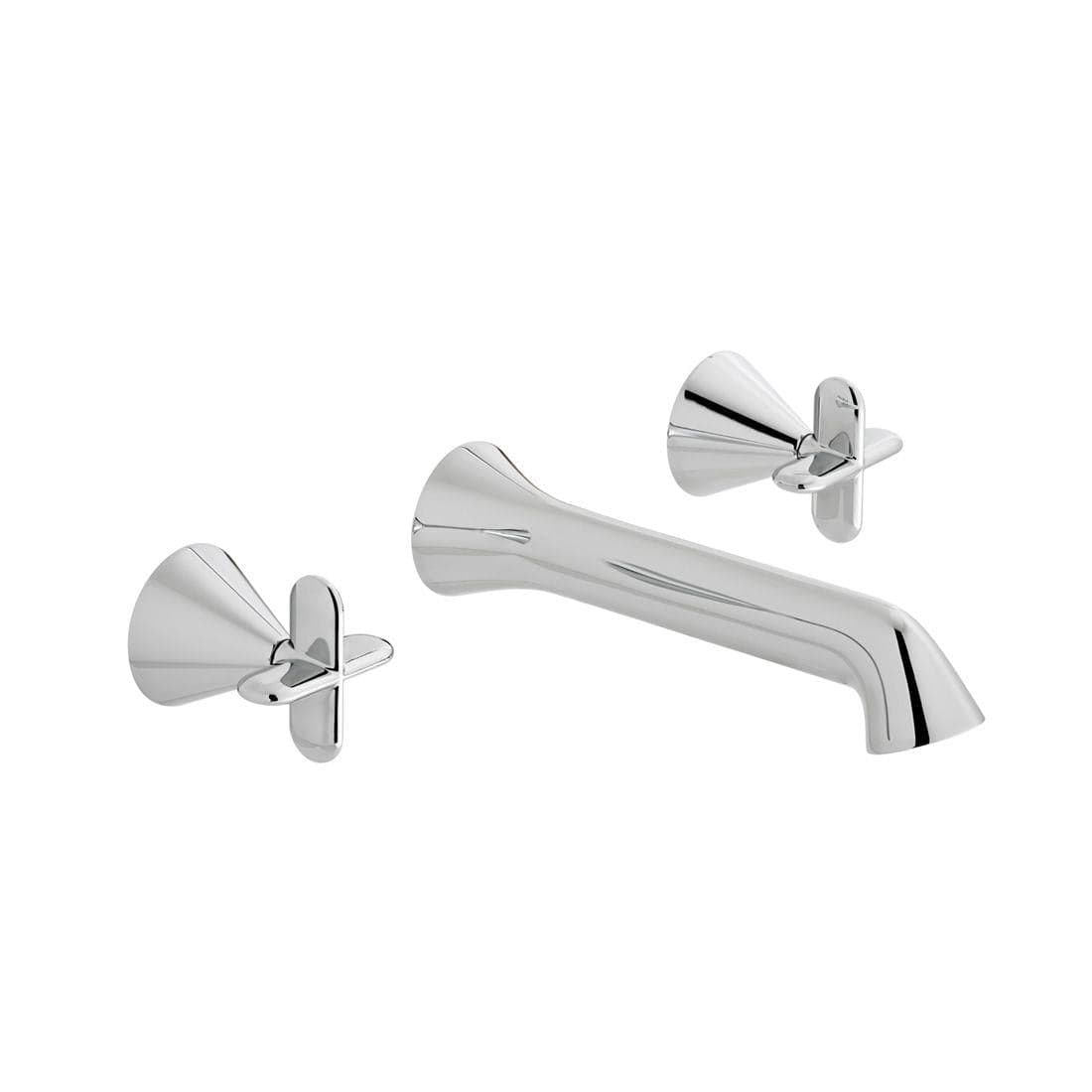 VADO Wall Mounted Basin Tap Vado Arrondi Wall Mounted 3 Hole Cross Handle Basin Mixer Tap  in Chrome