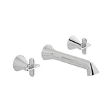VADO Wall Mounted Basin Tap Vado Arrondi Wall Mounted 3 Hole Cross Handle Basin Mixer Tap  in Chrome