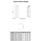 Reina Panel Radiator Reina Casina Vertical Aluminium Single Panel Radiator