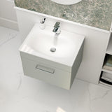 Imex Wall Mounted Vanity Unit Pistachio / White Imex Croma Wall Mounted Single Drawer 600mm Vanity Unit with 1 Tap Hole Basin