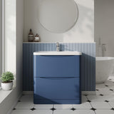Aquarius Bathrooms Floor Standing Vanity Unit Aquarius Seren 800mm Floor Standing Two Drawer Vanity Unit with Basin
