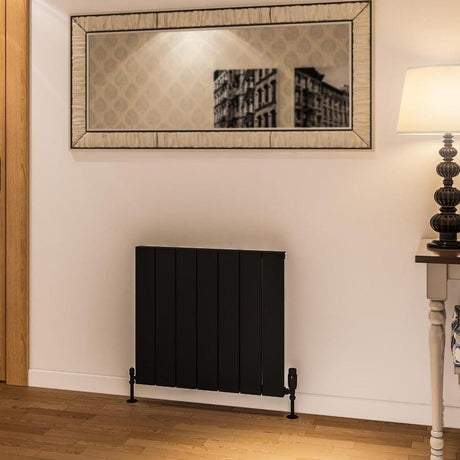 Eastbrook Panel Radiator 600 x 660 / Central Heating Eastbrook Rosano Straight Horizontal Aluminium Radiator  in Matt Black