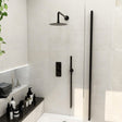 Imex Concealed Shower Set Matt Black Imex Ravine 2 Handle, 2 Outlet Shower Set with 200mm Rainfall Shower Head, Pencil Handset and Hose