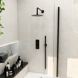 Imex Concealed Shower Set Matt Black Imex Ravine 2 Handle, 2 Outlet Shower Set with 200mm Rainfall Shower Head, Pencil Handset and Hose