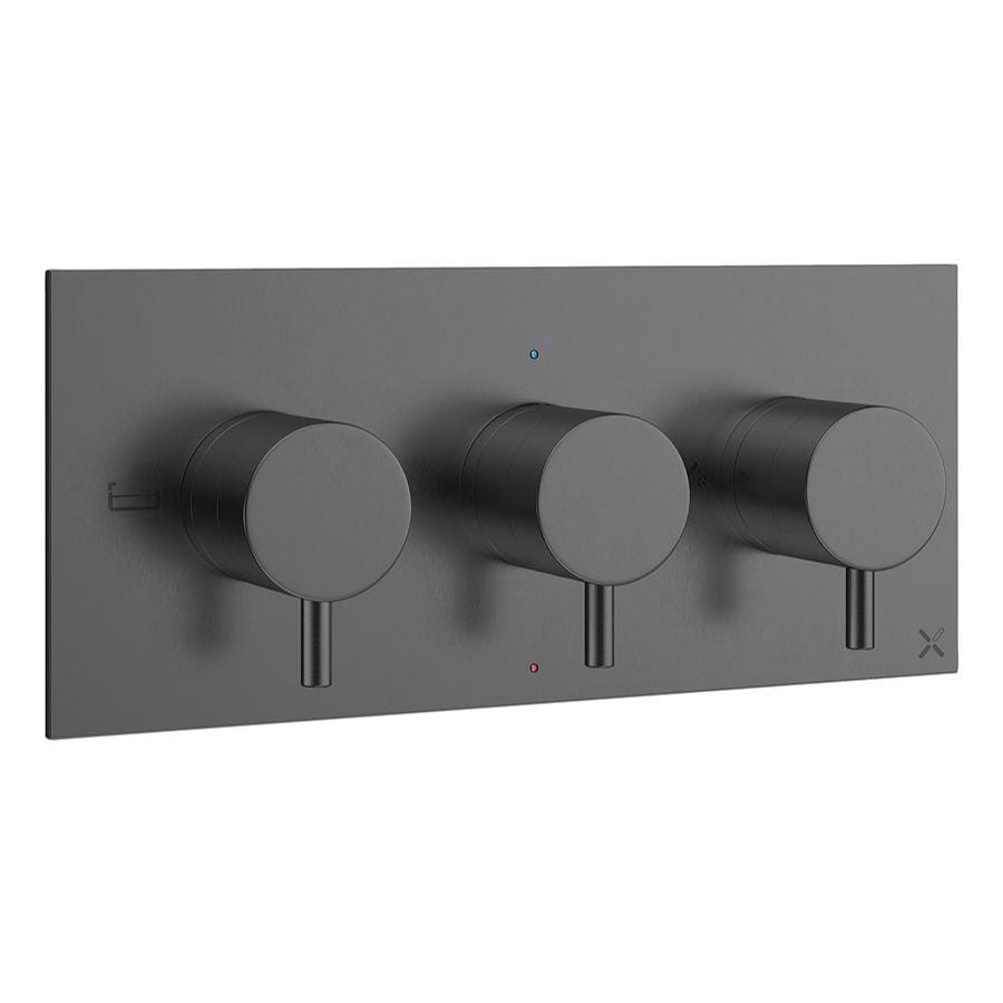 Crosswater Concealed Shower Valve Crosswater MPRO 3 Outlet, 3 Handle Landscape Concealed Thermostatic Shower Valve