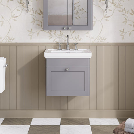 Aquarius Bathrooms Wall Mounted Vanity Unit Grey / 3 Aquarius Leighton 500mm Wall Mounted One Drawer Vanity Unit with Basin