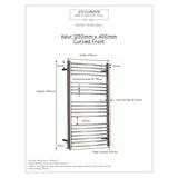 JIS Ladder Rail JIS Sussex Adur Vertical Stainless Steel Curved Heated Towel Rail