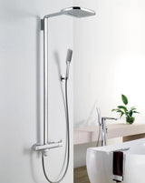 Flova Exposed Shower Set Flova Urban Thermostatic Exposed Shower Valve with Riser, Rainshower Head, and Shower Handset