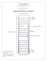 JIS Ladder Rail JIS Sussex Steyning Vertical Stainless Steel Heated Towel Rail