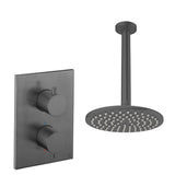 UK Bathroom Store Concealed Shower Set Slate / Ceiling Arm / 200mm Crosswater Crossbox Shower Set 1 - 1 Outlet with Fixed Overhead Shower