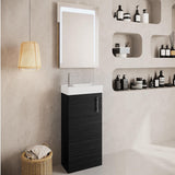 Aquarius Bathrooms Cloakroom Vanity Unit Charcoal Aquarius Byron 400mm Floor Standing 1 Door Cloakroom Vanity Unit with 1 Tap Hole Basin