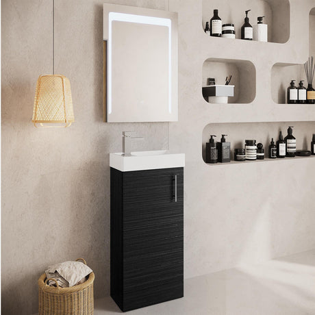 Aquarius Bathrooms Cloakroom Vanity Unit Charcoal Aquarius Byron 400mm Floor Standing 1 Door Cloakroom Vanity Unit with 1 Tap Hole Basin