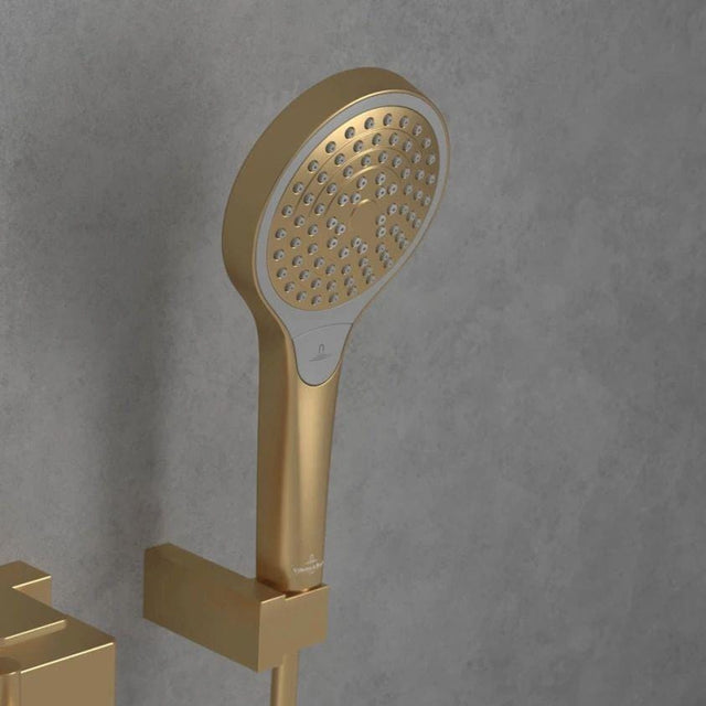 Villeroy & Boch Shower Handset Brushed Gold Villeroy & Boch Verve Three Function Round Shower Handset