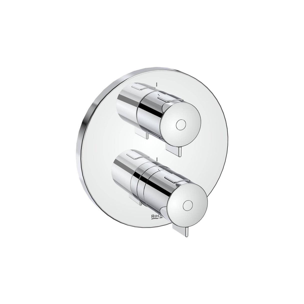 Roca Concealed Shower Set Roca T-500 Round Thermostatic Concealed Shower Valve with with Shower Handset and Slide Rail Set
