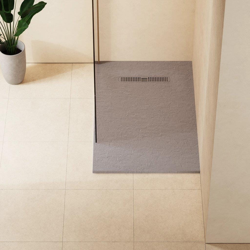 Crosswater Rectangle Shower Tray Light Grey / 760 x 1200 Crosswater Vito Textured Rectangle Shower Tray with Waste