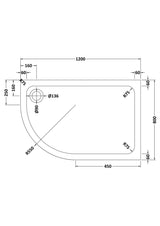 Aquarius Bathrooms Quadrant Shower Tray 1200x900mm / Left Handed Aquarius Urbano 45mm Offset Quadrant Stone Resin Anti Slip Shower Tray