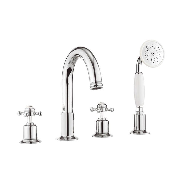 Crosswater 4 Tap Hole Bath Set Crosswater Belgravia 4 Hole Bath Shower Mixer Tap with Kit in Chrome