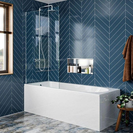 Crosswater Bath Screen Chrome Crosswater Clear 6 Fixed Bath Screen